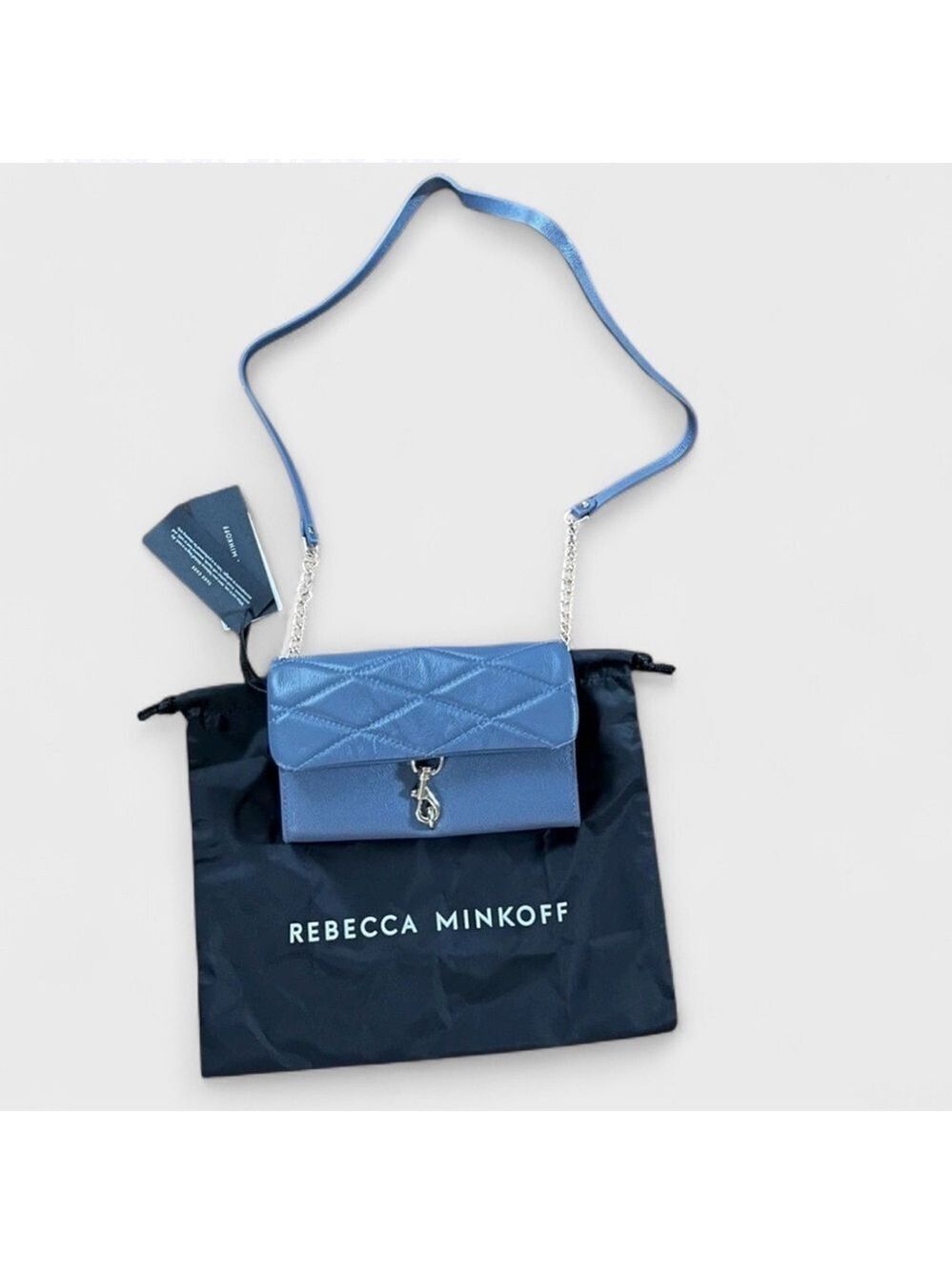 Rebecca Minkoff Edie Wallet on Chain Crossbody Blue Slate NWT - Picture 6 of 13